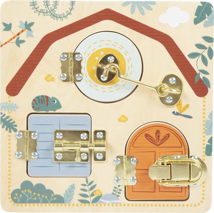 12460 small foot motorikbrett schloss und riegel safari verschlossen