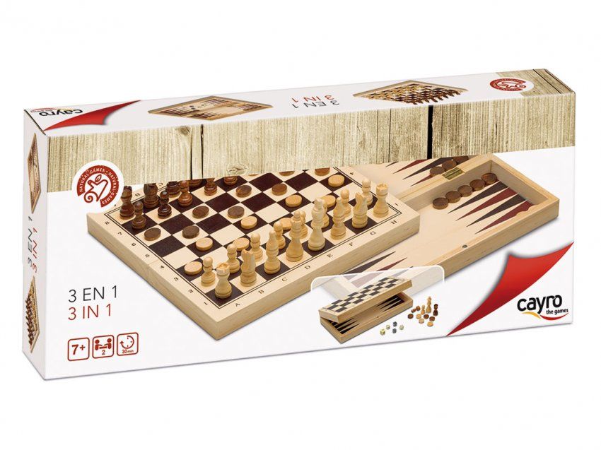 3 en 1 Ajedrez, damas y backgammon