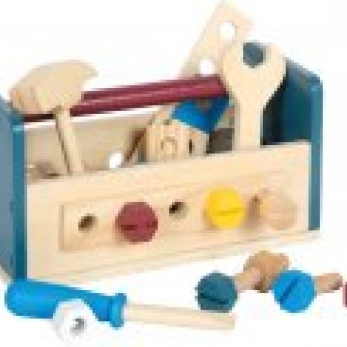 12557 02 werkzeugkasten 2in1 workshop small foot schraeg schraubenzieher mutter shraube hamm bar