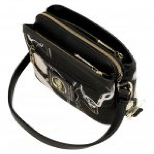 Bandolera ANEKKE negra 3 compartimentos Nature Shodo