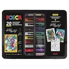 Caja metálica 20 rotuladores POSCA