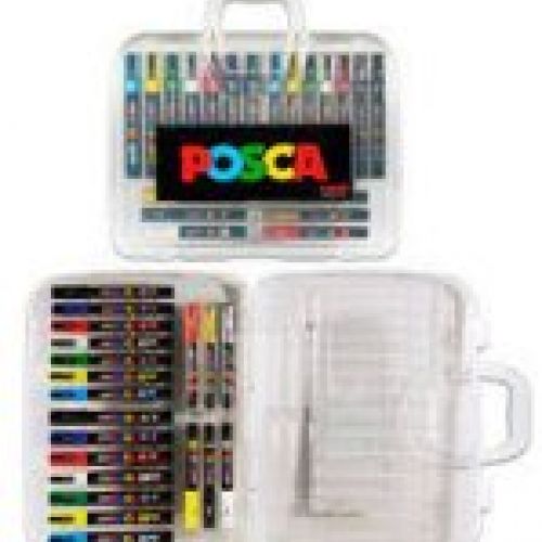 Maleta Uniball POSCA 20 rotuladores