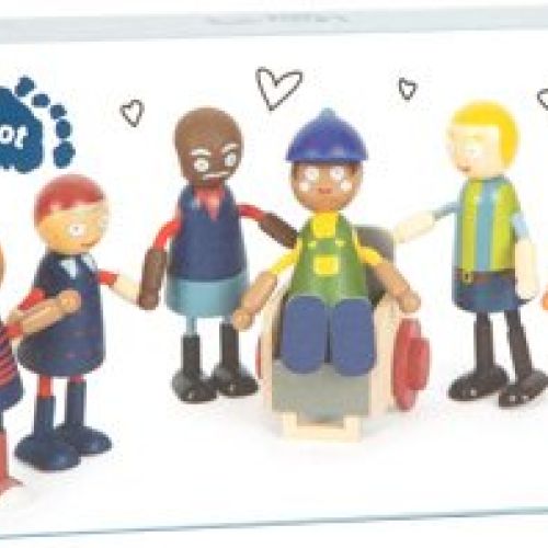 12396 small foot biegepuppen familie mit rollstuhl verpackung