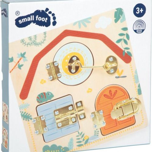 12460 small foot motorikbrett schloss und riegel safari verpackung