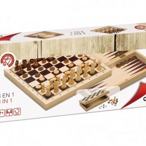 3 en 1 Ajedrez, damas y backgammon
