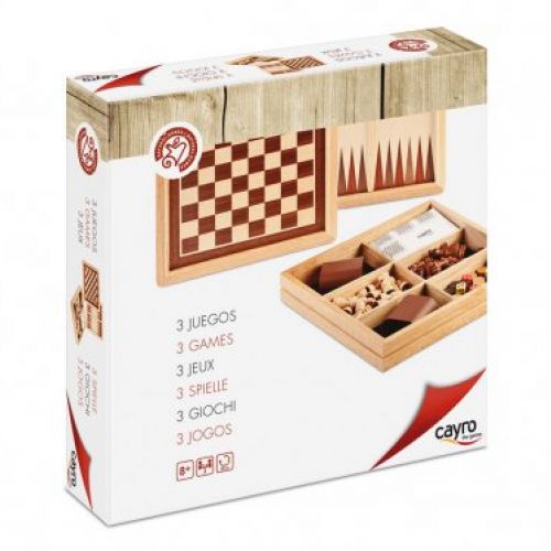 3 en 1 Ajedrez, Damas, Backgammon MARQUETERÍA