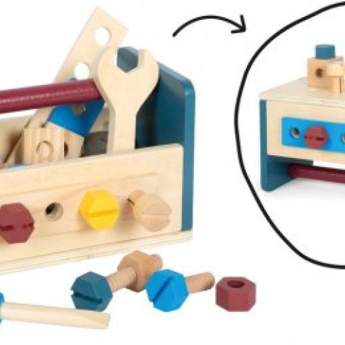 12557 01 werkzeugkasten 2in1 workshop small foot schraeg universell werkbank