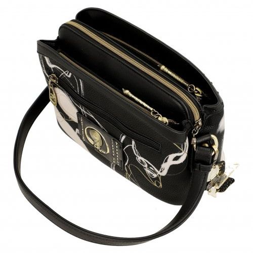 Bandolera ANEKKE negra 3 compartimentos Nature Shodo