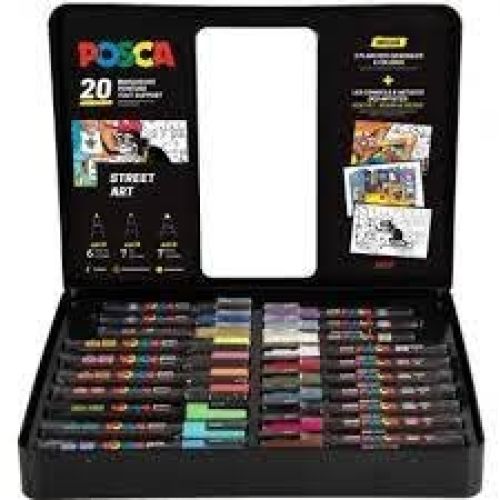 Caja metálica 20 rotuladores POSCA
